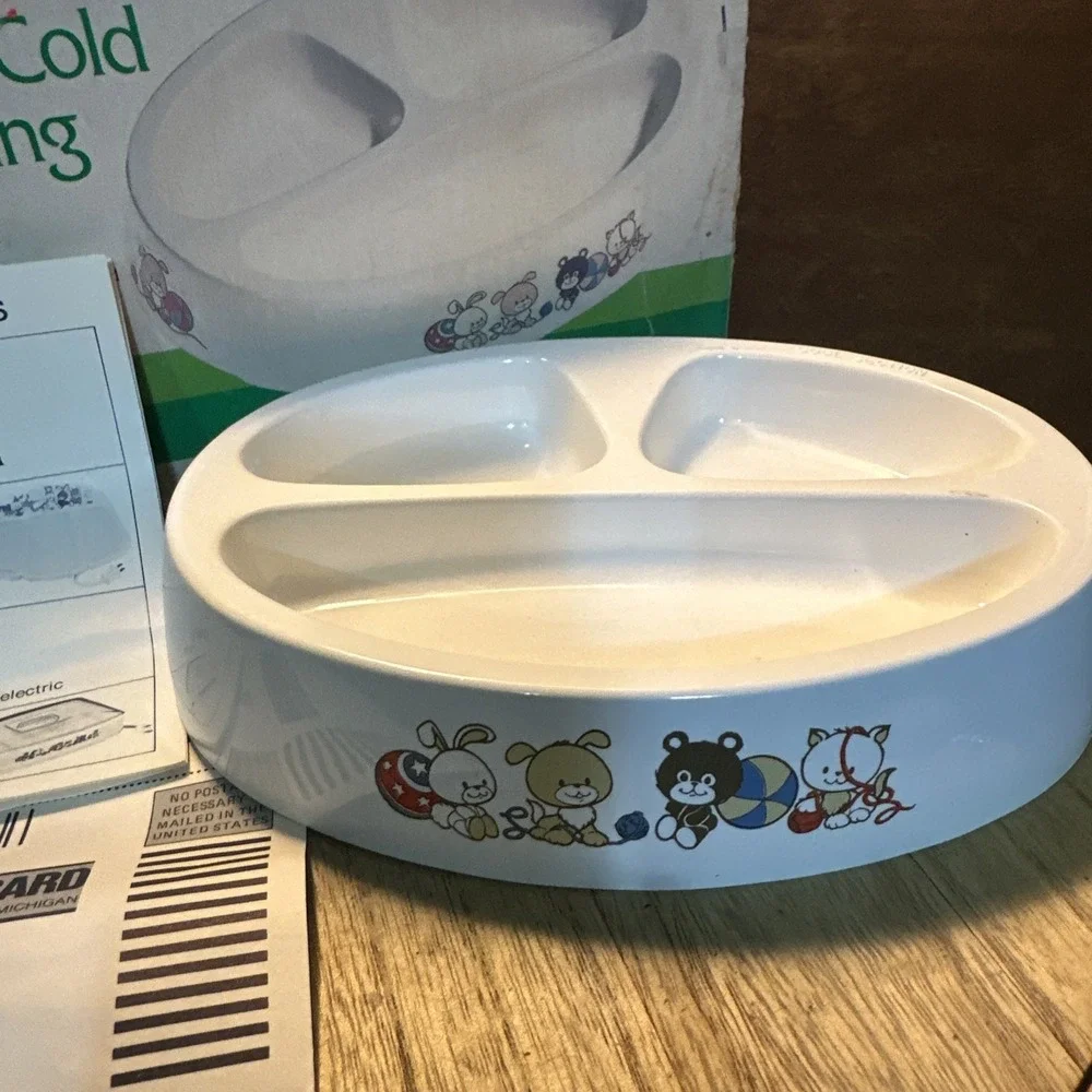 VTG Gerber Hot'n Cold Feeding Dish Electric Baby food Bowl 3 compartments Box